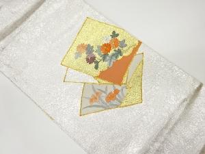 金駒刺繍色紙に花々模様名古屋帯